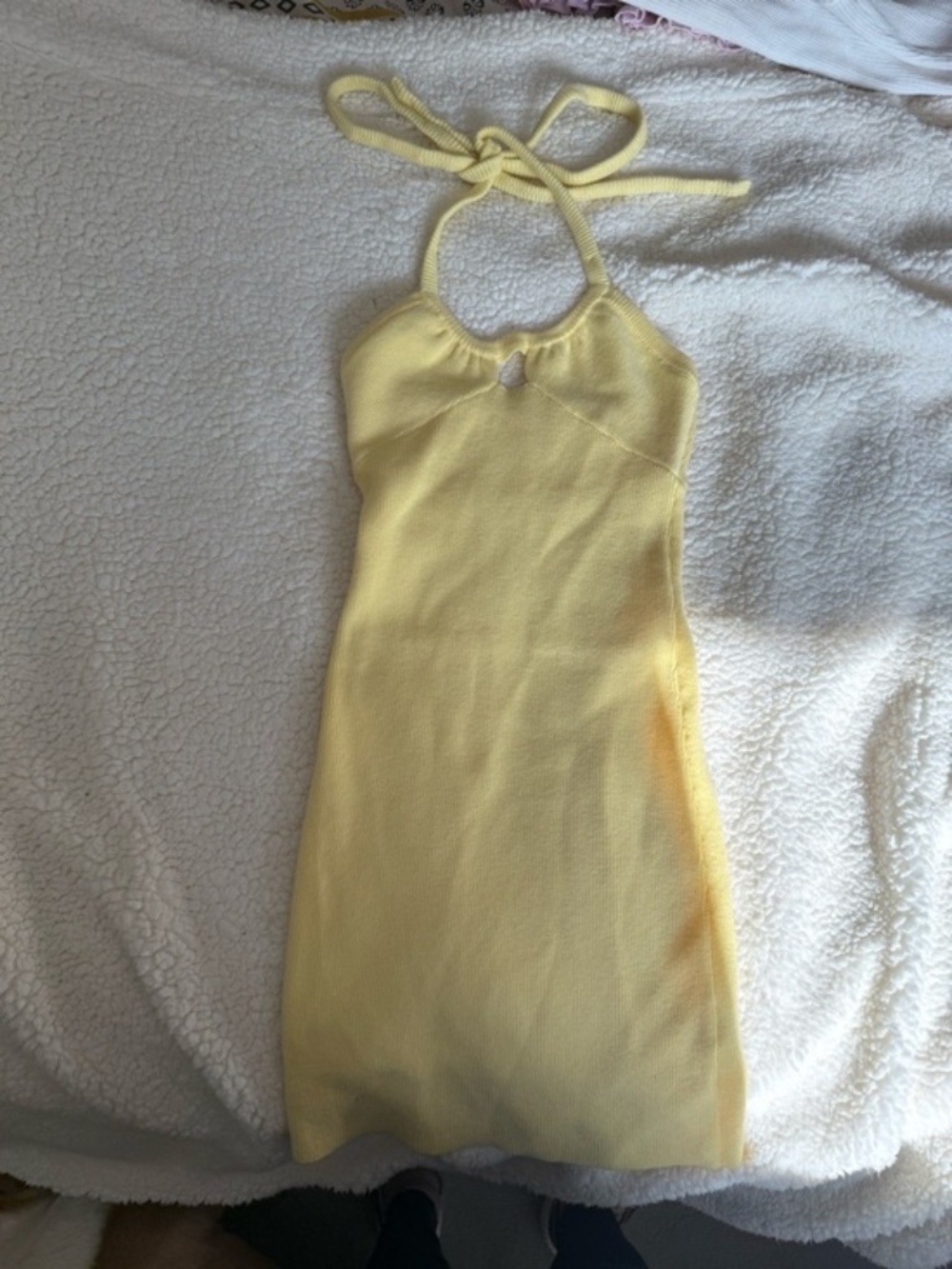 For Love & Lemons Yellow Halter Mini Dress